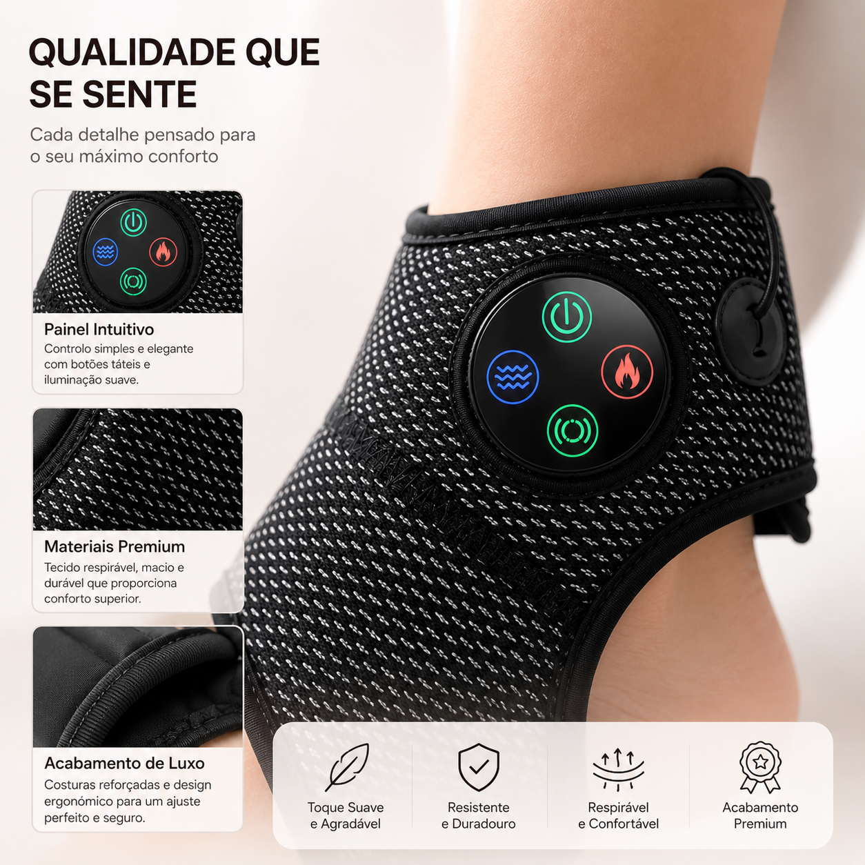 Massajador Inteligente de Tornozelo PRO – Calor, Compressão e Vibração Terapêutica