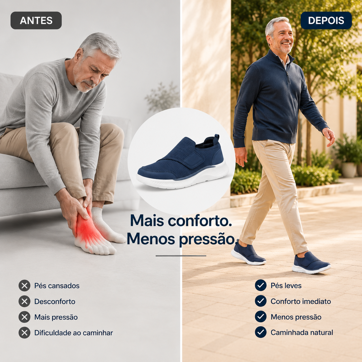 Ténis Ortopédicos ComfortWalk™ | Leves, Estáveis e Confortáveis