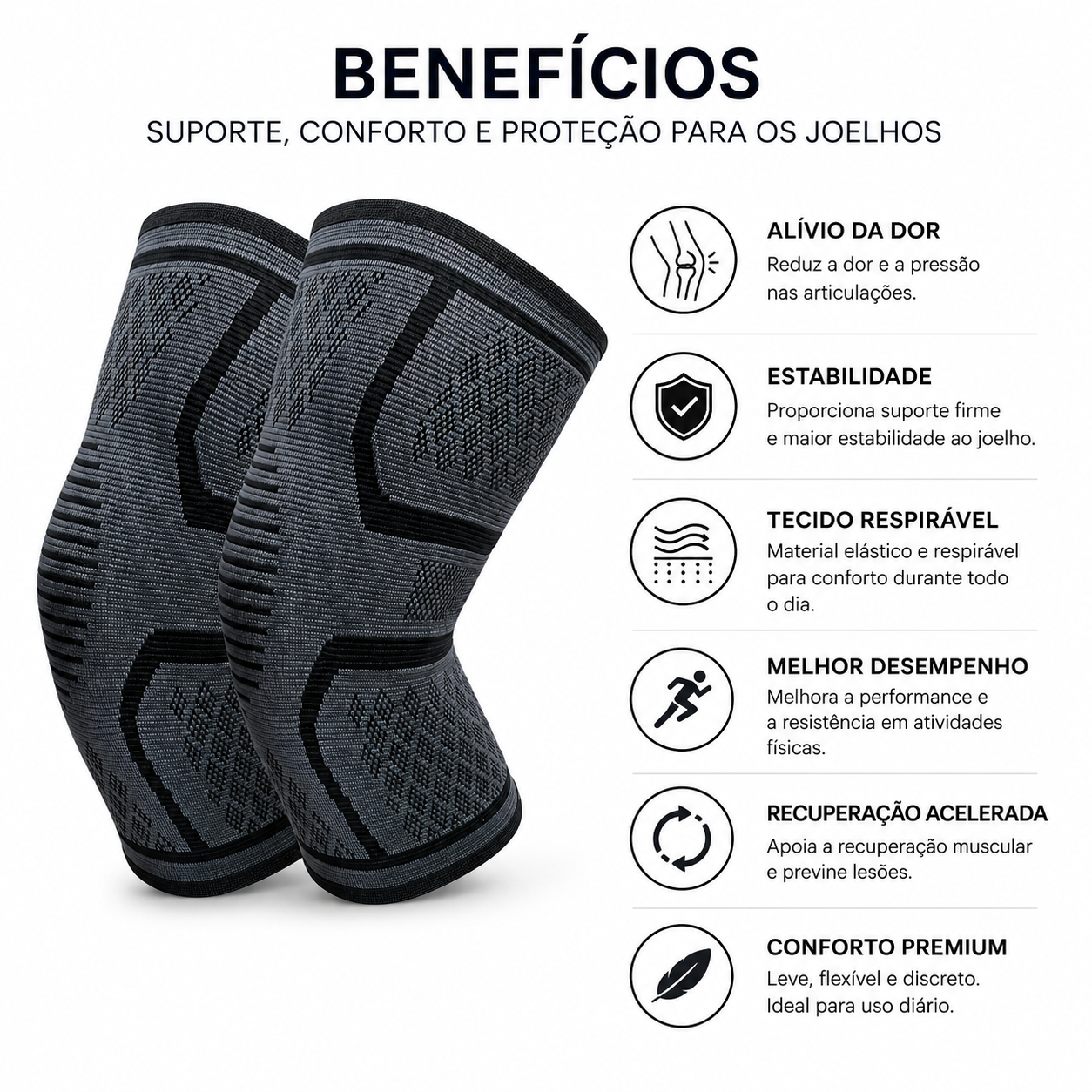 Joelheira de Compressão Profissional - Pack 2 Unidades