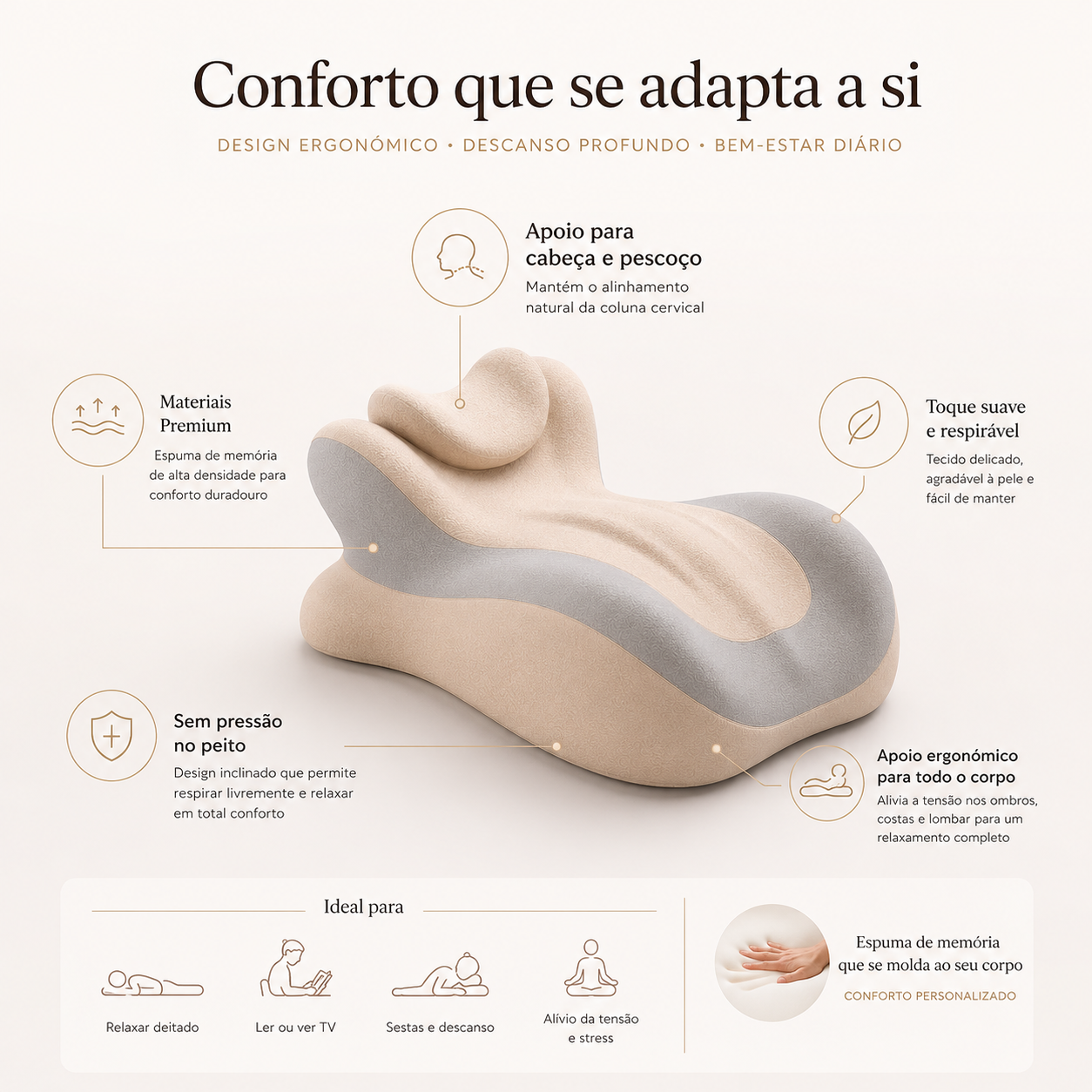 Almofada Ergonómica Premium de Relaxamento