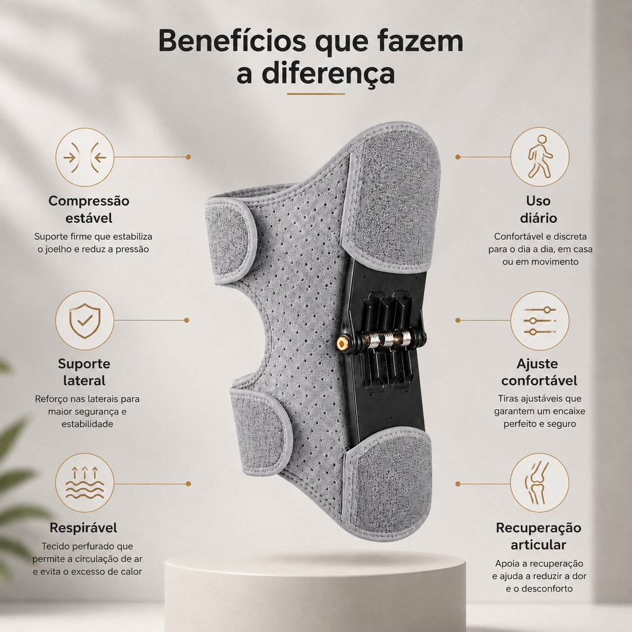 Joelheira Ortopédica com Suporte Articular e Molas de Compressão