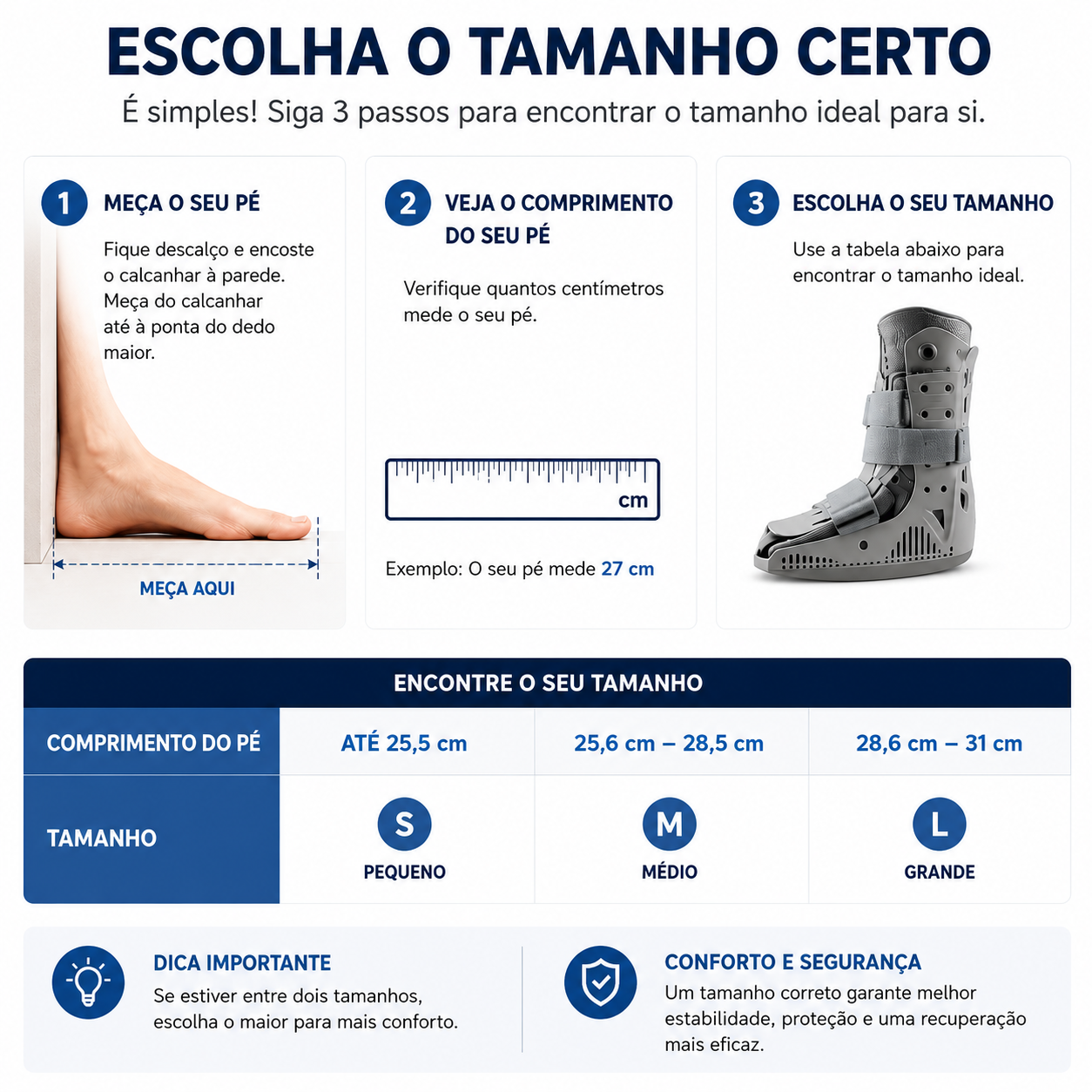Bota Ortopédica Imobilizadora para Pé e Tornozelo – Recuperação Segura e Confortável