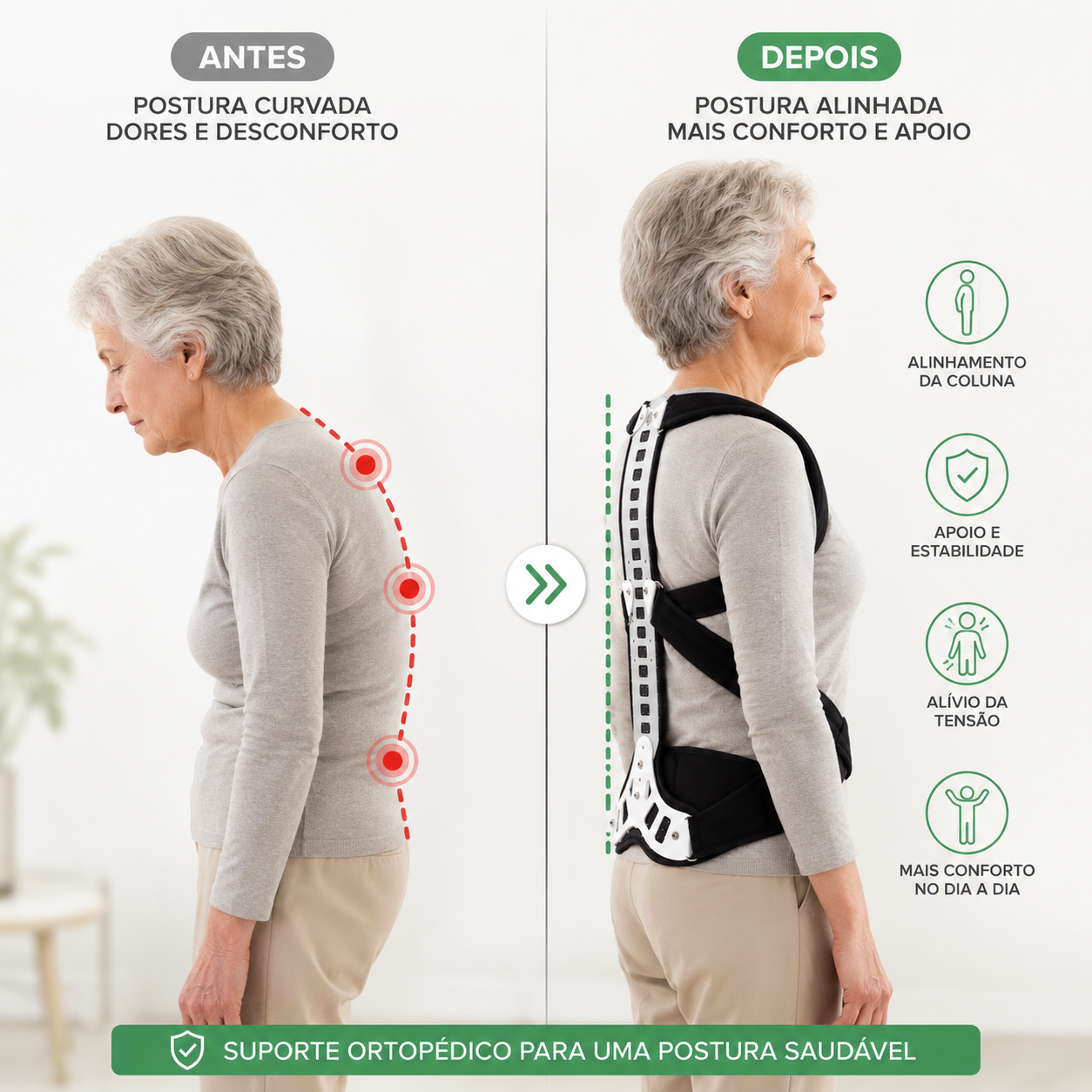 Colete Ortopédico para Correção Postural e Apoio Lombar