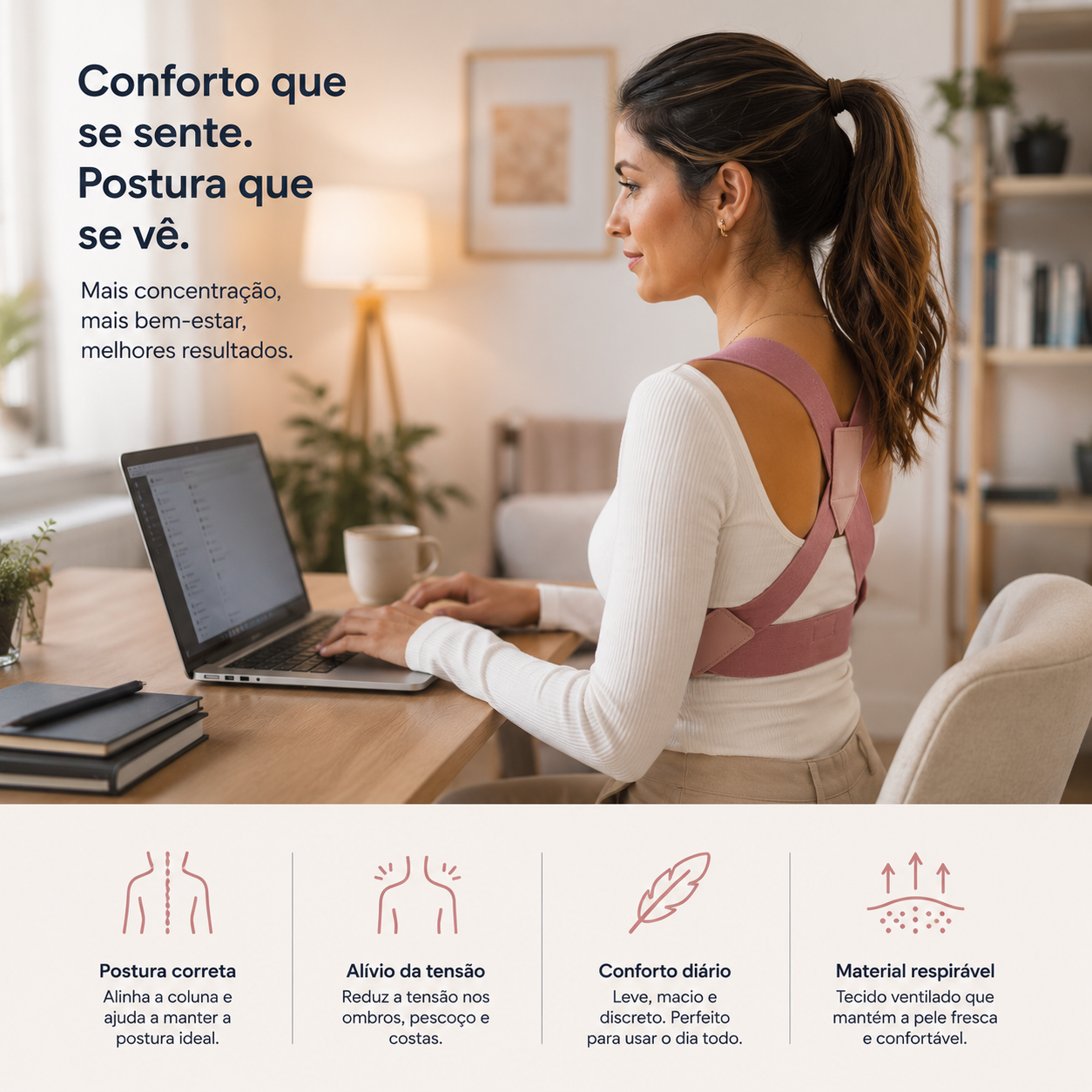 FisioLusa Posture™ | Corretor Postural Feminino Ajustável