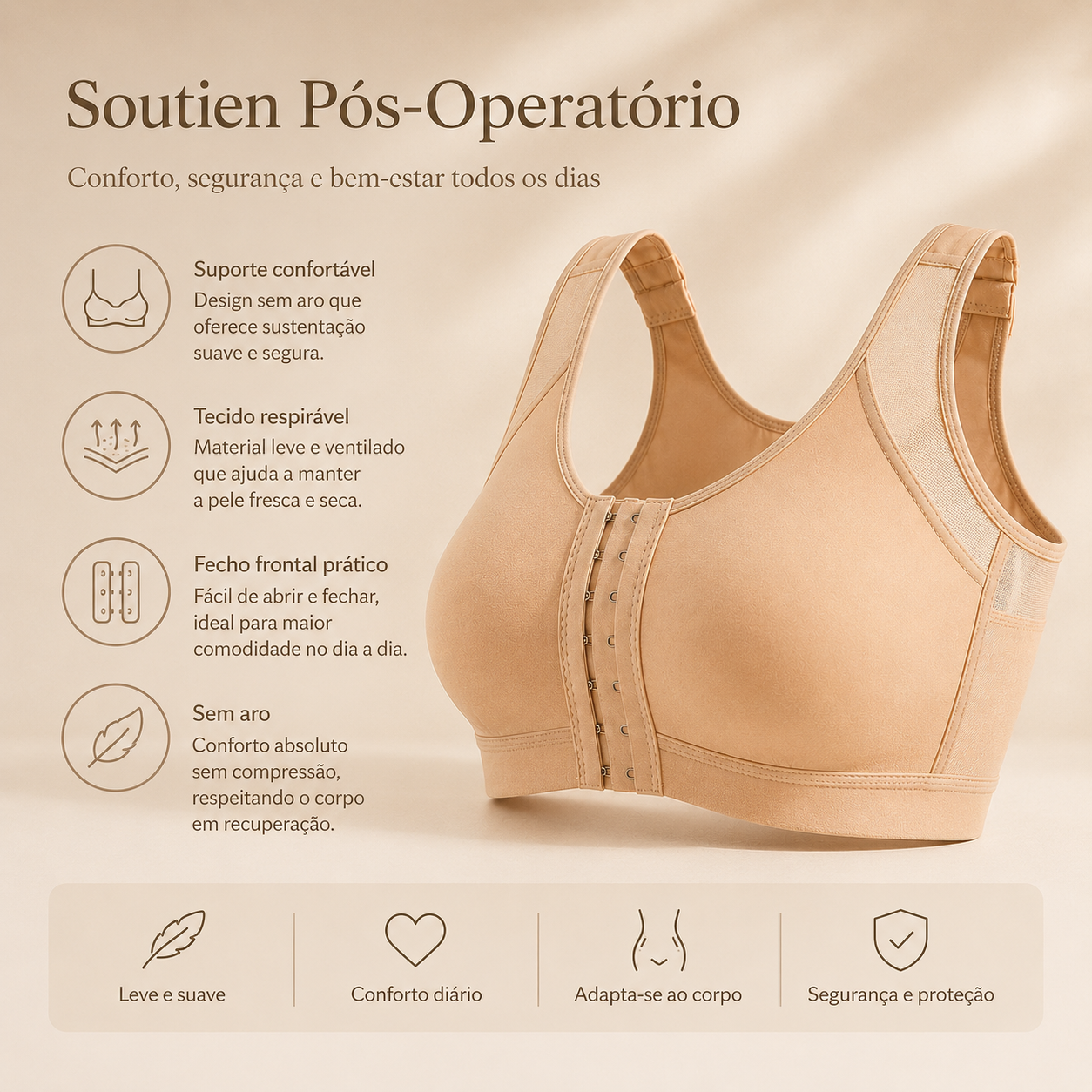 Soutien Pós-Operatório Feminino | Conforto e Suporte Diário