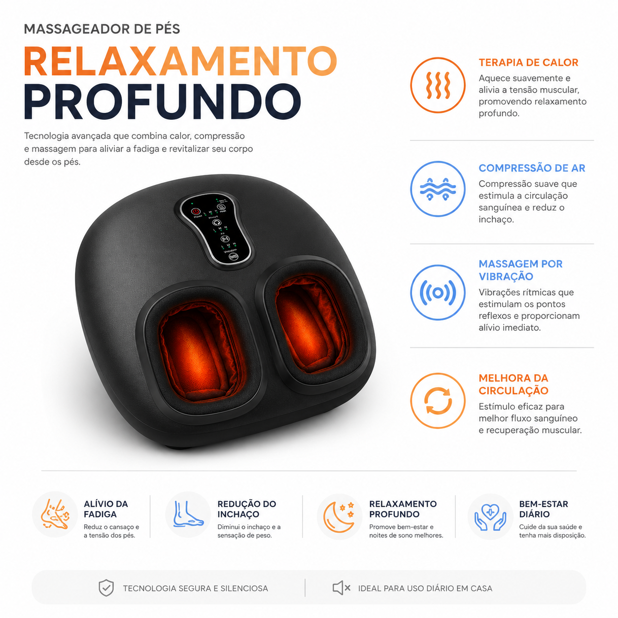 FisioLusa RelaxFeet Pro™ | Massagem Profunda e Calor Relaxante para os Pés