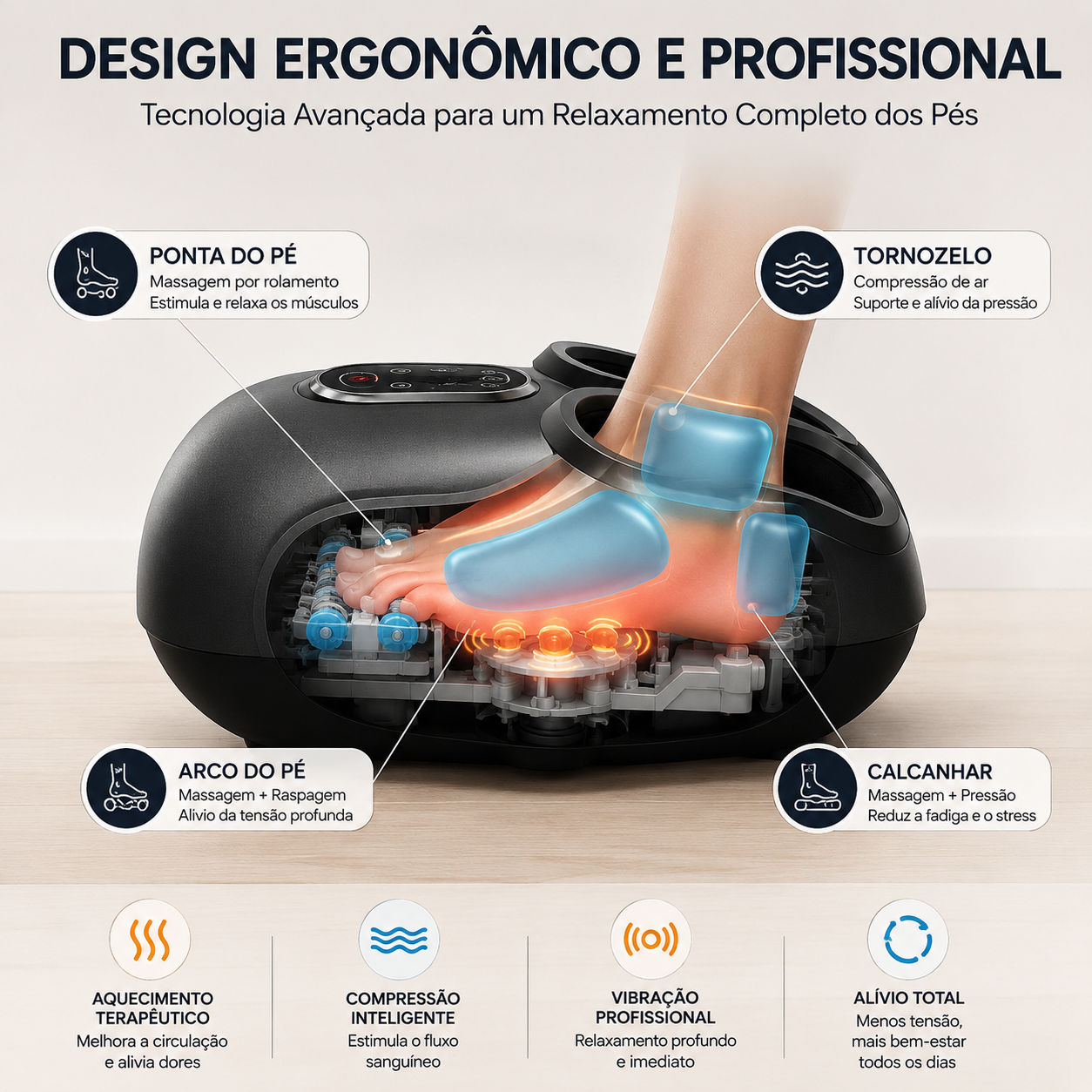 FisioLusa RelaxFeet Pro™ | Massagem Profunda e Calor Relaxante para os Pés