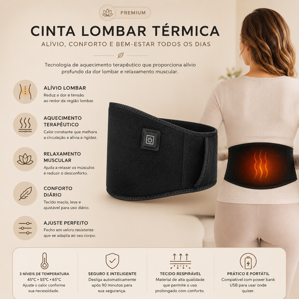 Cinta Lombar Térmica Premium