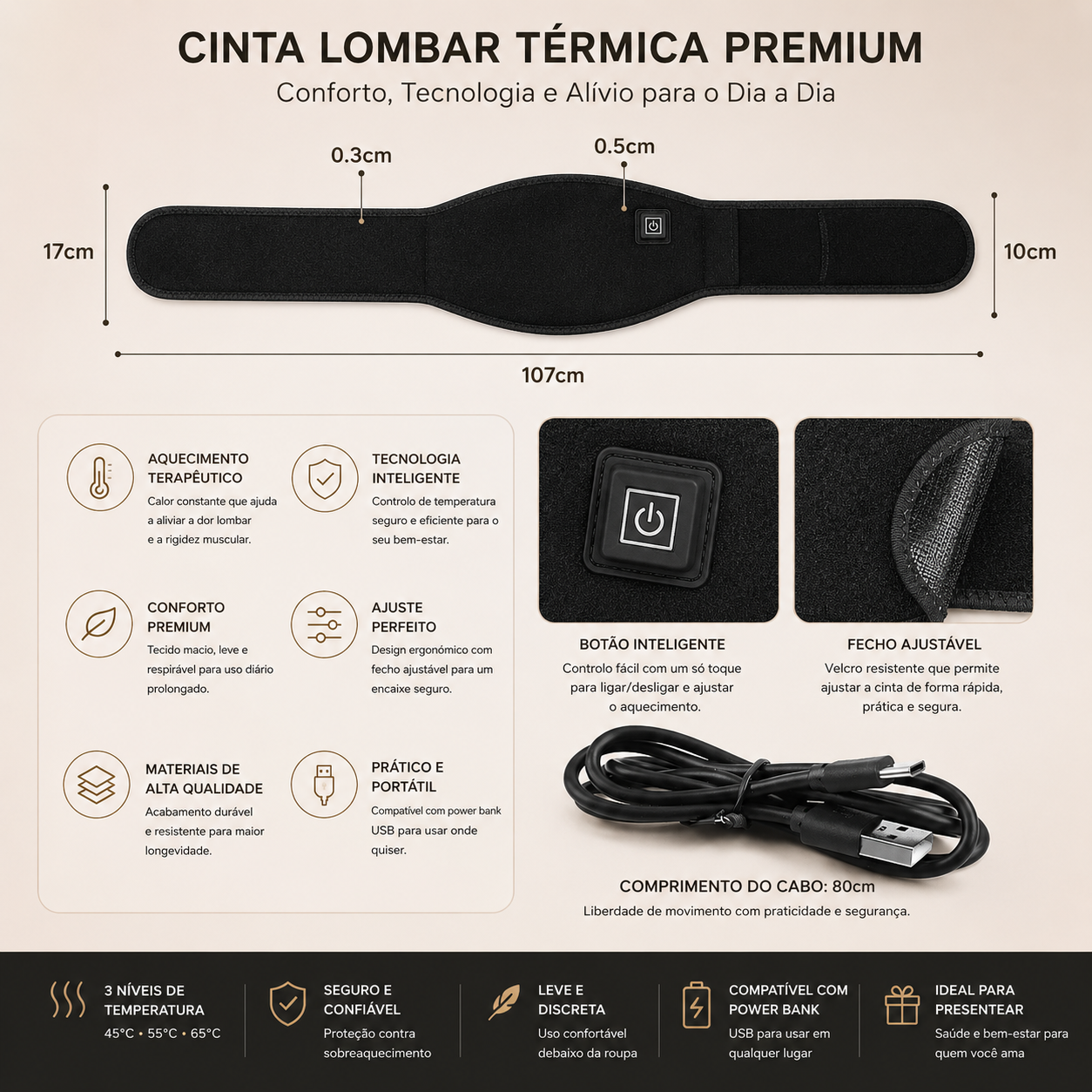 Cinta Lombar Térmica Premium