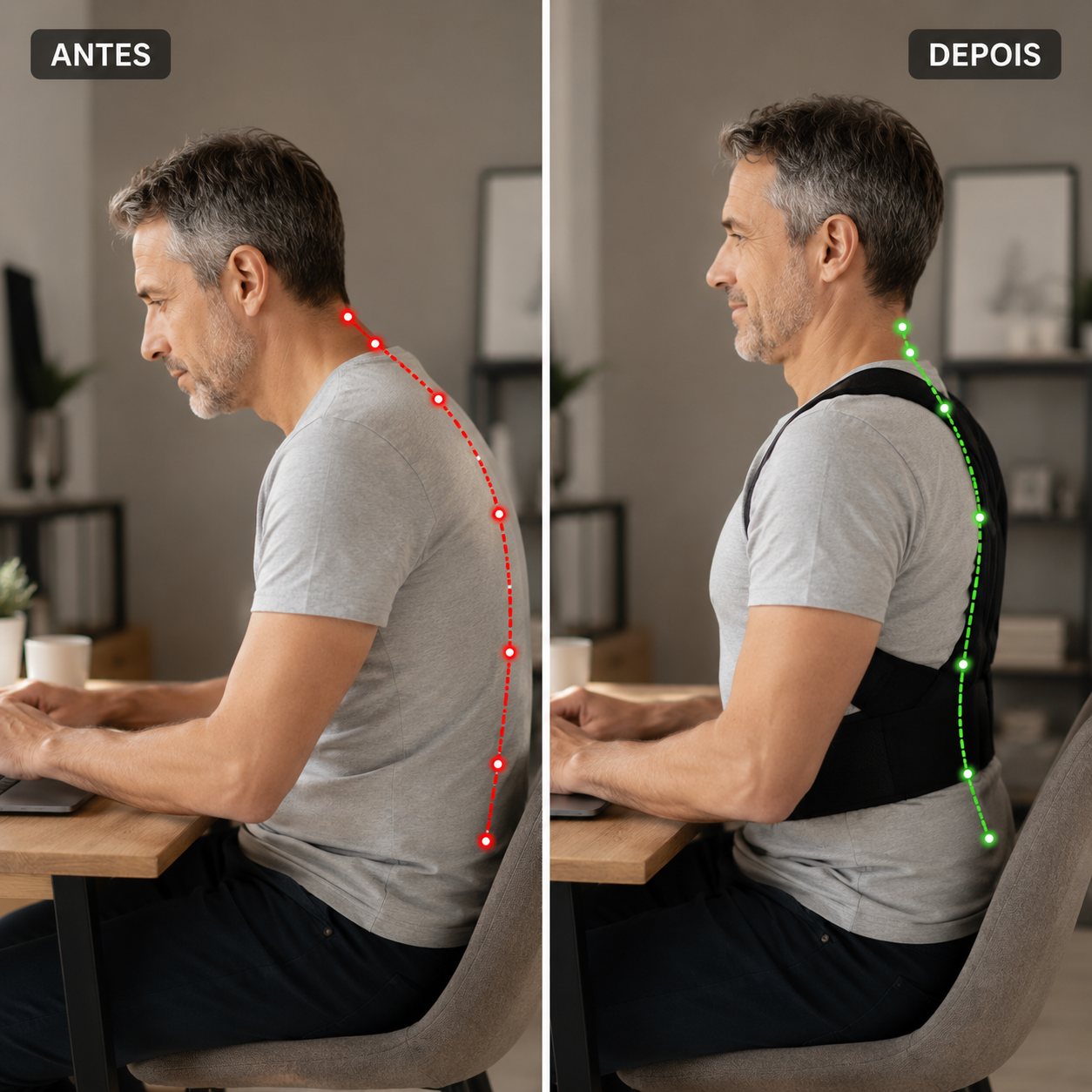 FisioLusa™ Corretor Postural Ajustável para Costas e Ombros