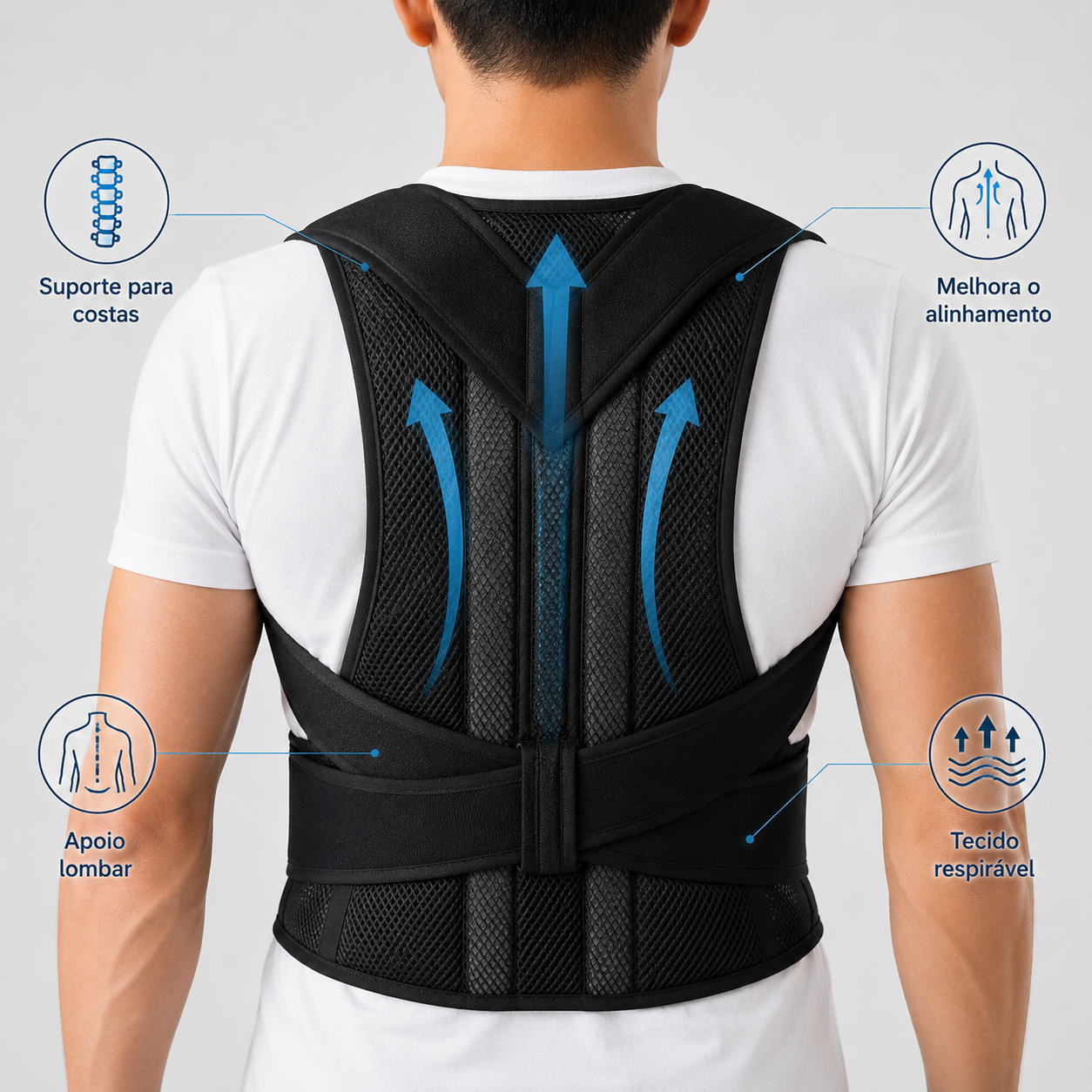 FisioLusa™ Corretor Postural Ajustável para Costas e Ombros