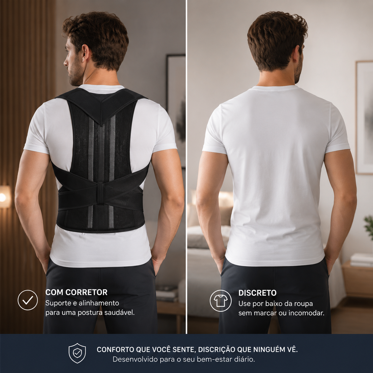 FisioLusa™ Corretor Postural Ajustável para Costas e Ombros