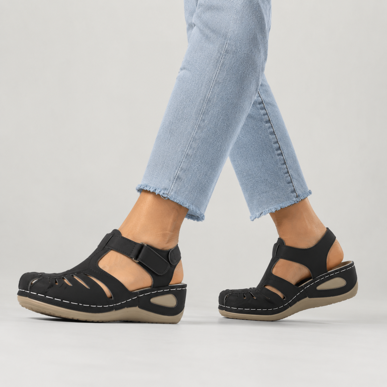 Sandálias Ortopédicas Vintage com Cunha Antiderrapante – Conforto Premium