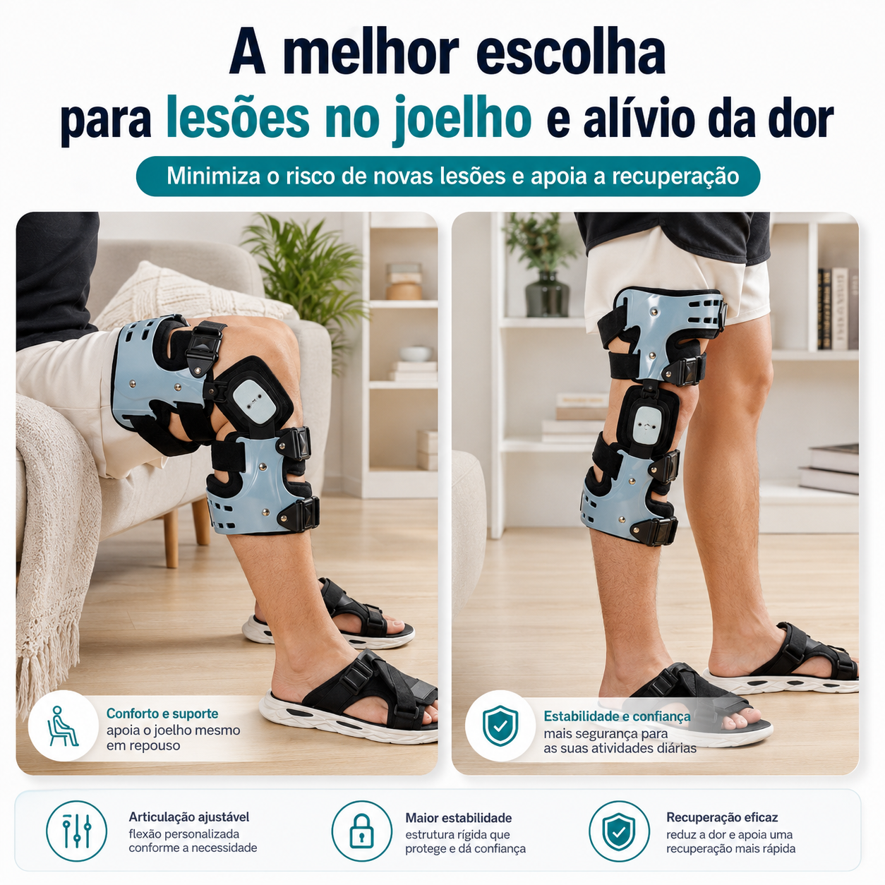 Joelheira Ortopédica Articulada PRO | Estabilidade, Suporte e Recuperação