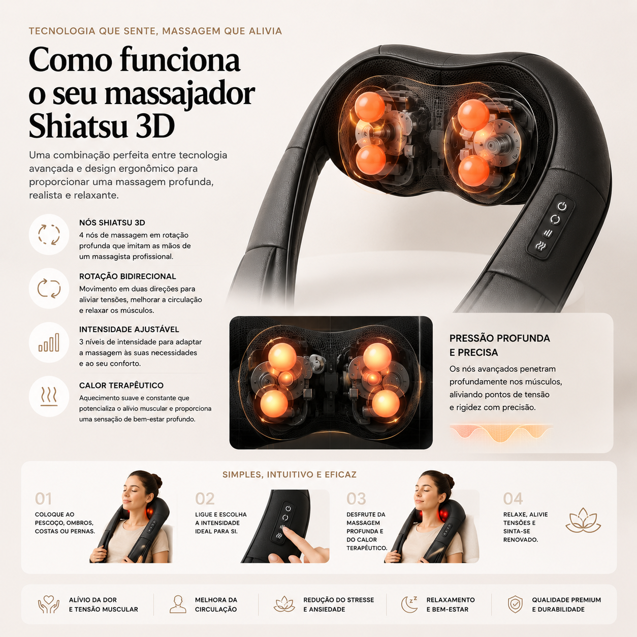 Massajador Cervical Pro – Terapia de Calor e Shiatsu