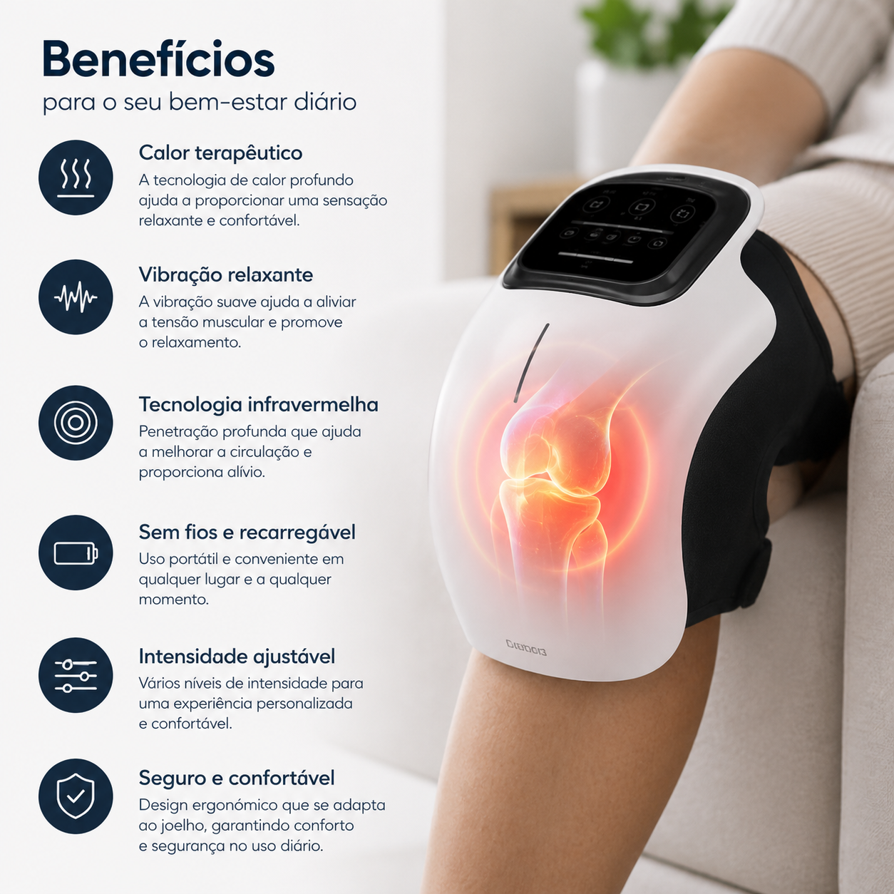 Massajador Térmico para Joelhos | Relaxamento e Conforto Articular