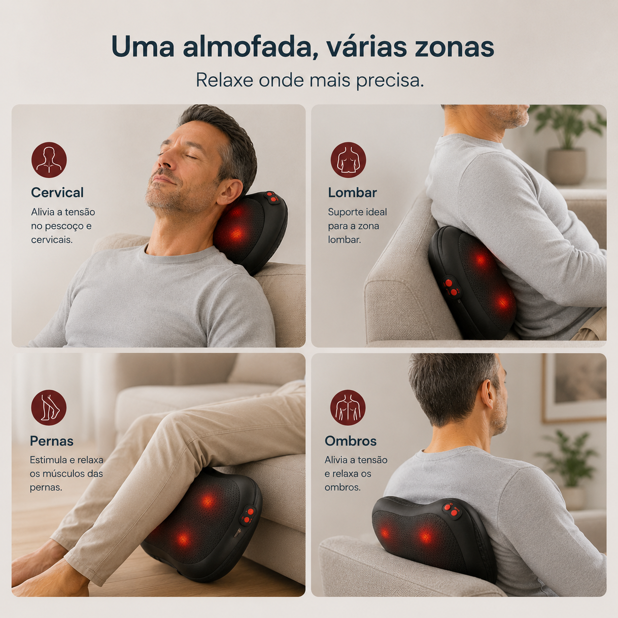 Almofada de Massagem Shiatsu para Relaxamento Muscular