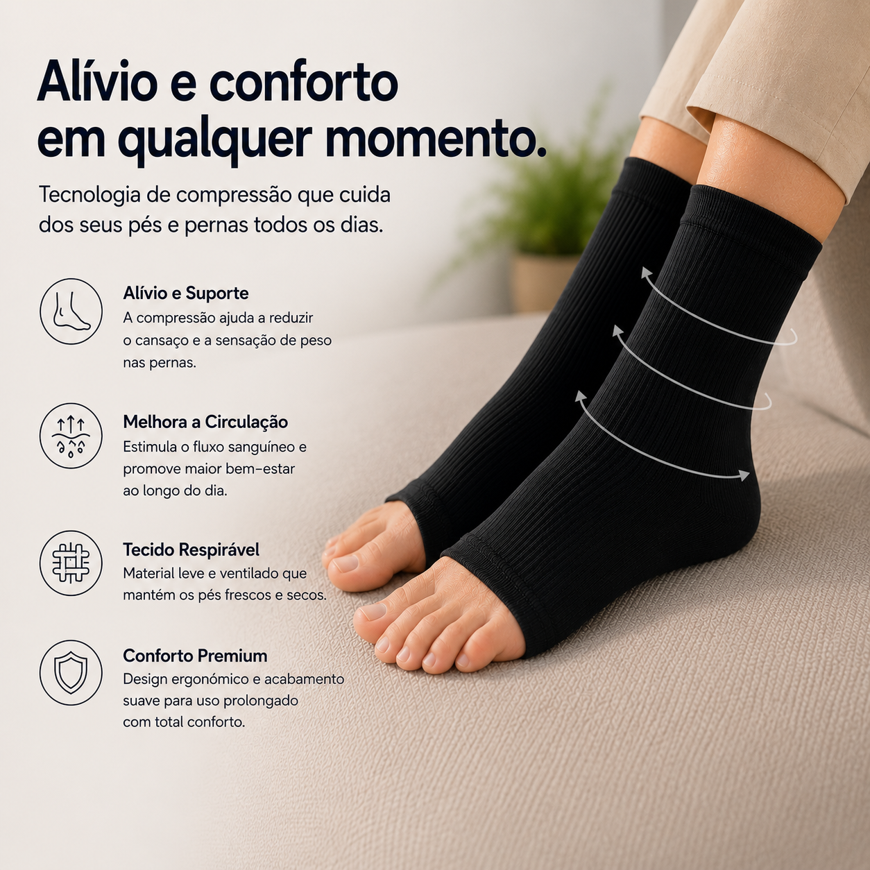Meias de Compressão Ortopédicas Premium