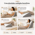 Almofada ortopédica 4 em 1: apoio lombar, elevação das pernas, apoio dos joelhos e leitura