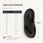 Tabela de tamanhos dos chinelos ortopédicos ComfortStep do 36 ao 43
