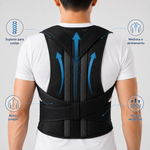Corretor postural ajustável com suporte para as costas e apoio lombar, vista de costas