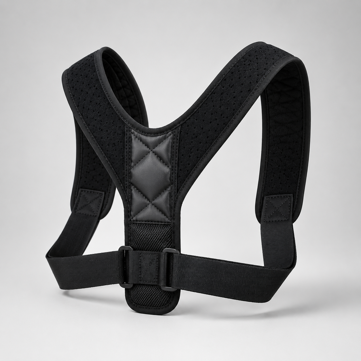 Corretor postural ortopédico PRO acolchoado e invisível, em preto