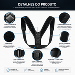 Detalhes do corretor postural ortopédico PRO: couro PU, tecido respirável e velcro
