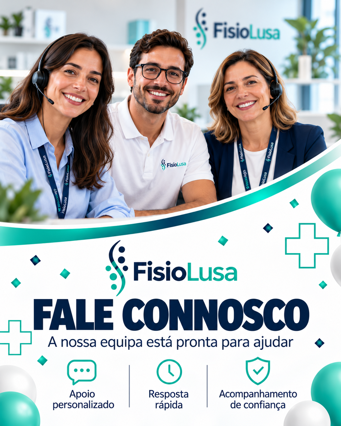 Fale connosco: a equipa FisioLusa está pronta para ajudar