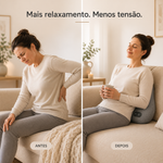 Antes e depois do massajador lombar shiatsu: mais relaxamento e menos tensão