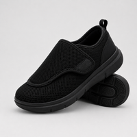 Sapatos ortopédicos extralargos FisioLusa pretos com ajuste fácil por velcro
