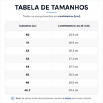 Tabela de tamanhos dos sapatos ortopédicos extralargos do 40 ao 46,5